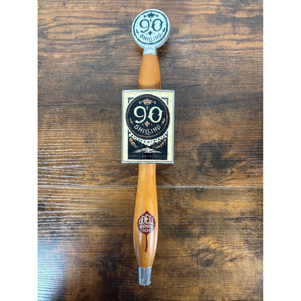 Odell Brewing Co 90 Shilling Ale Beer Tap Handle Wood Shield‎ Logo Fort Collins